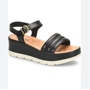 Born Women's Faro Leather Ankle Strap Platform Sandals Women's Size 11 Black